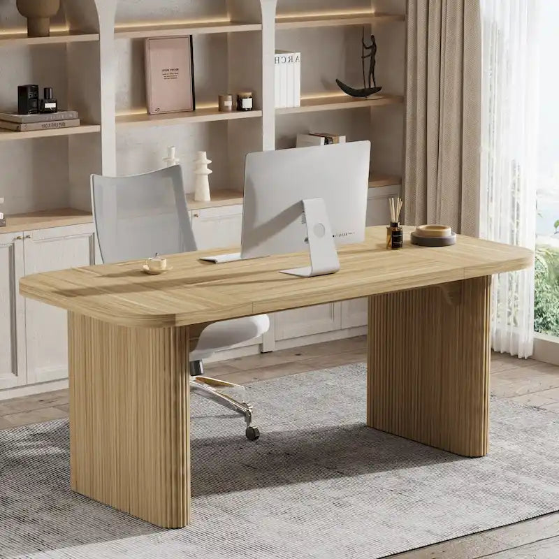 Modern Executive Computer Desk with Engineered Wood Top and Legs