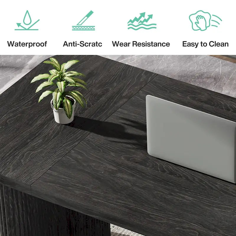 Modern Executive Computer Desk with Engineered Wood Top and Legs