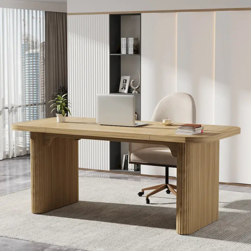 Modern Executive Computer Desk with Engineered Wood Top and Legs