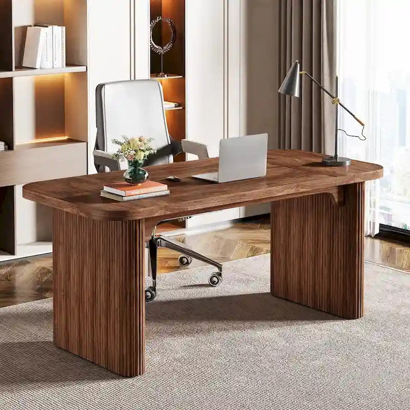 Modern Executive Computer Desk with Engineered Wood Top and Legs