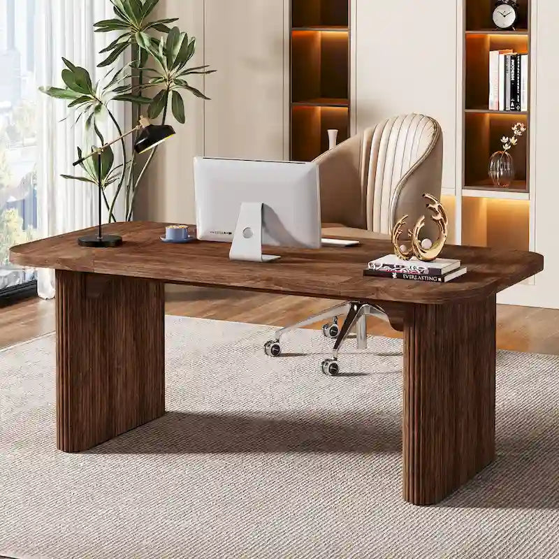 Modern Executive Computer Desk with Engineered Wood Top and Legs