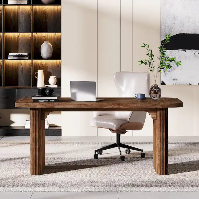 Modern Executive Computer Desk with Engineered Wood Top and Legs