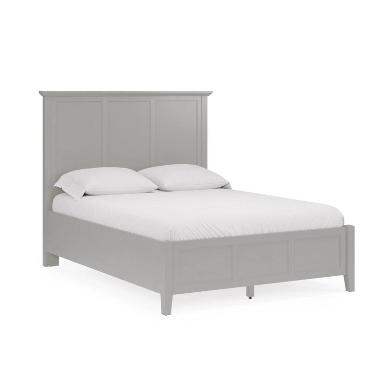 Fritz King Size Bed, Three Panel Design, Beveled Top, Gray Solid Wood
