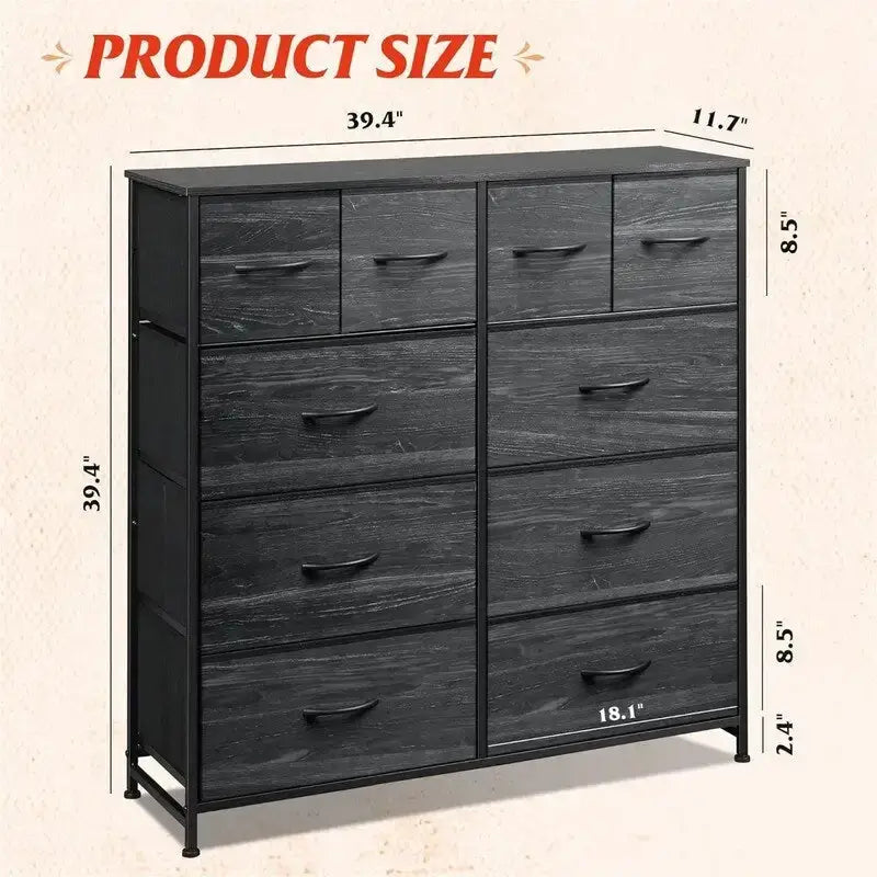 Fabric Dresser for Bedroom - 11.7D x 39.4W x 39.4H