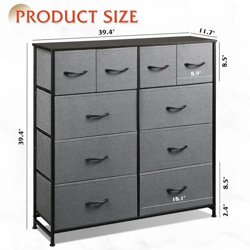 Fabric Dresser for Bedroom - 11.7D x 39.4W x 39.4H