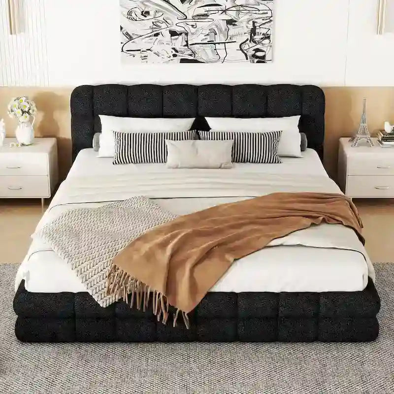 Queen Size Upholstered Platform Bed