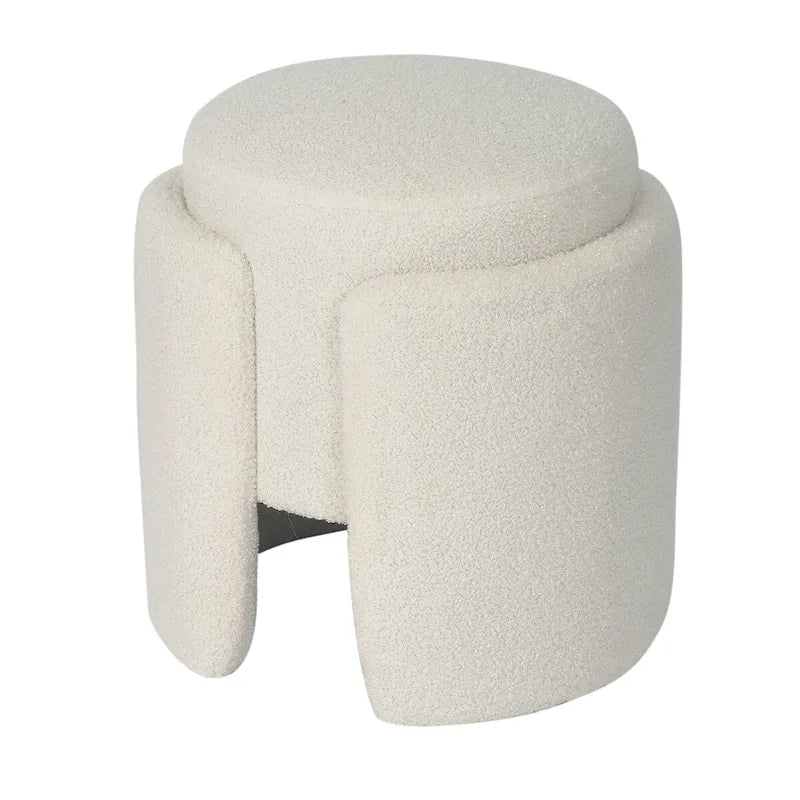 Round Ottoman Teddy Foot Stool for Living Room & Bedroom