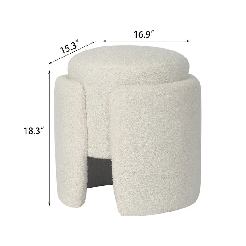 Round Ottoman Teddy Foot Stool for Living Room & Bedroom