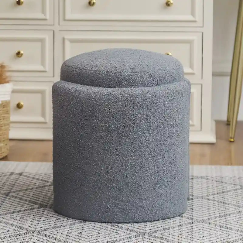 Round Ottoman Teddy Foot Stool for Living Room & Bedroom