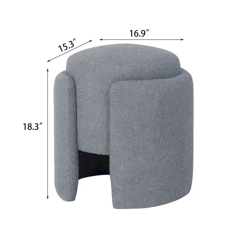 Round Ottoman Teddy Foot Stool for Living Room & Bedroom
