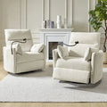 Modern Power Rocking Swivel Nursery Recliner with USB Ports Set of 2