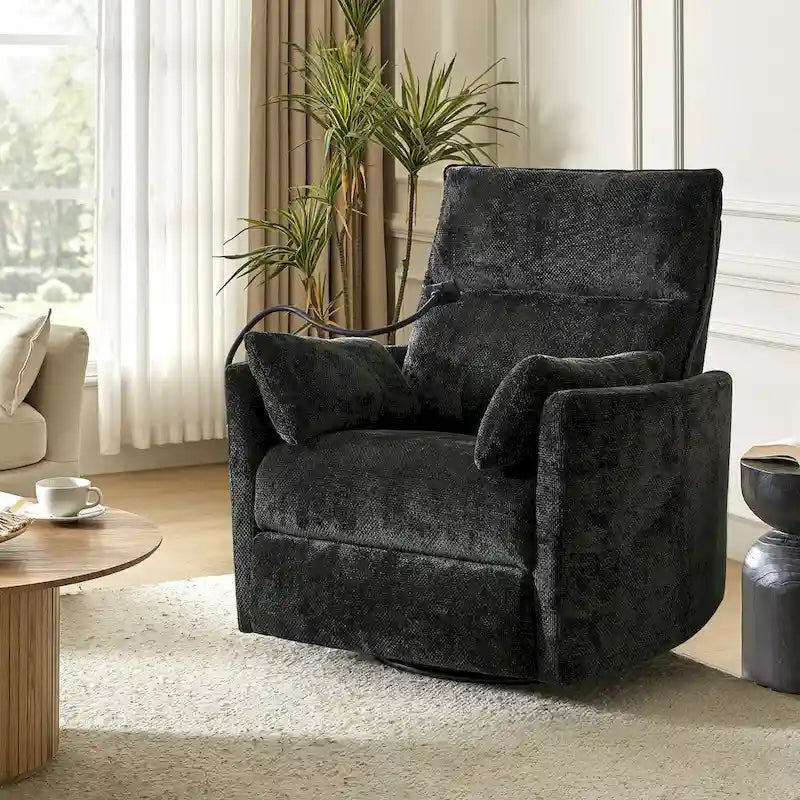 Modern Power Rocking Swivel Nursery Recliner with USB Ports Set of 2