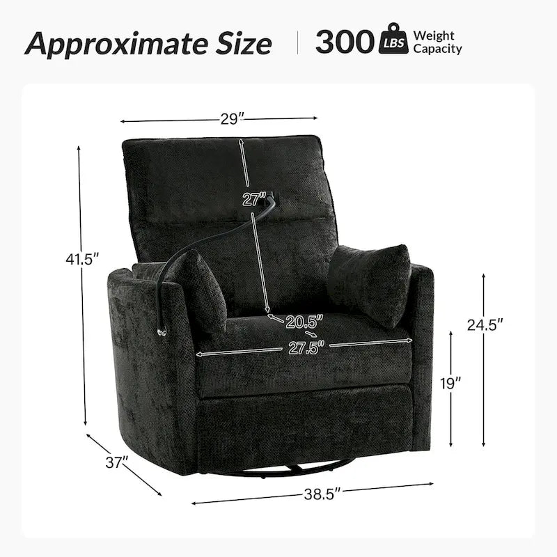 Modern Power Rocking Swivel Nursery Recliner with USB Ports Set of 2