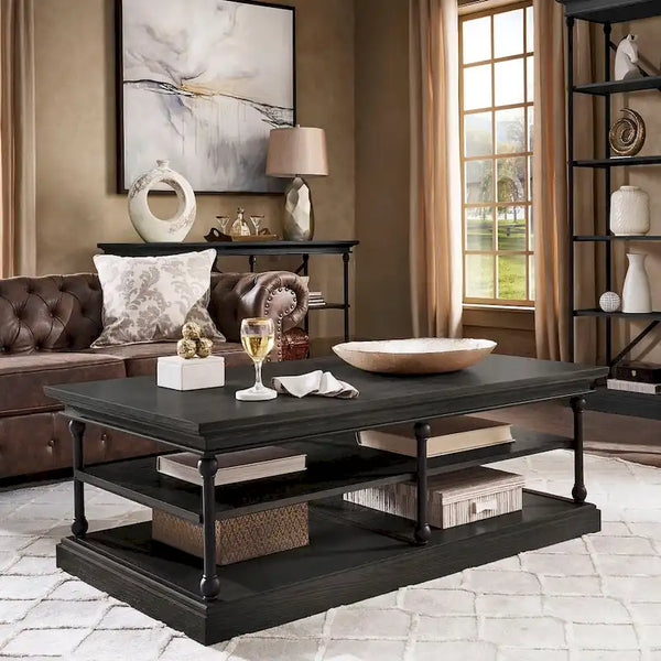 Industrial Rectangle Storage Shelf Coffee Table