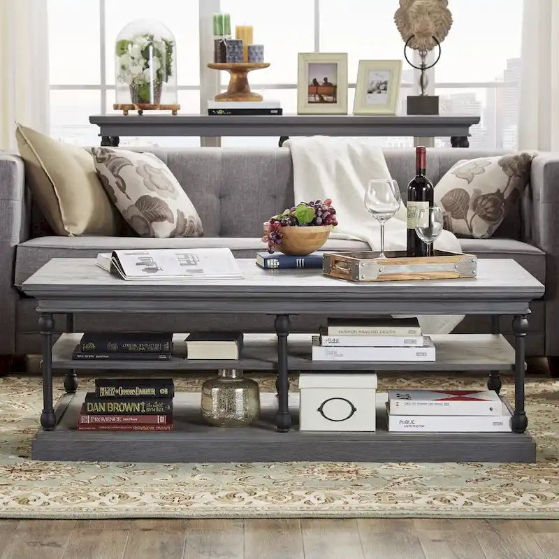 Industrial Rectangle Storage Shelf Coffee Table