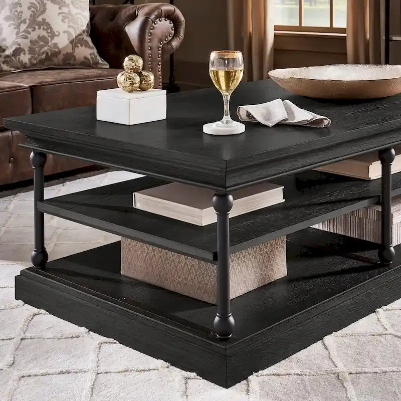 Industrial Rectangle Storage Shelf Coffee Table