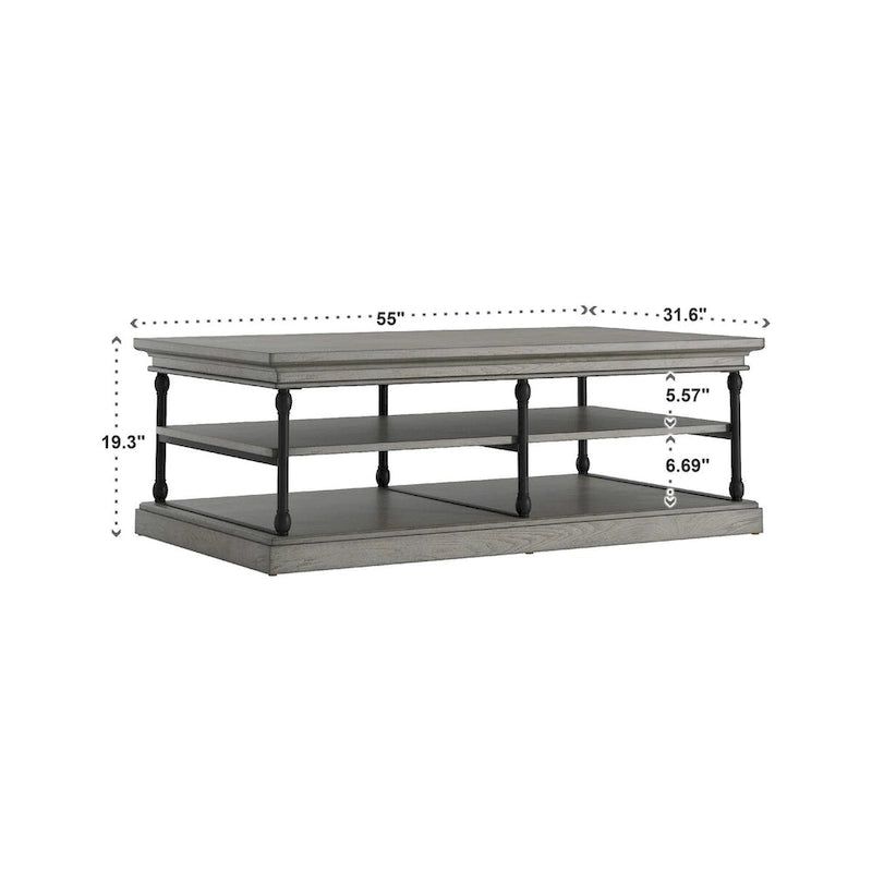 Industrial Rectangle Storage Shelf Coffee Table