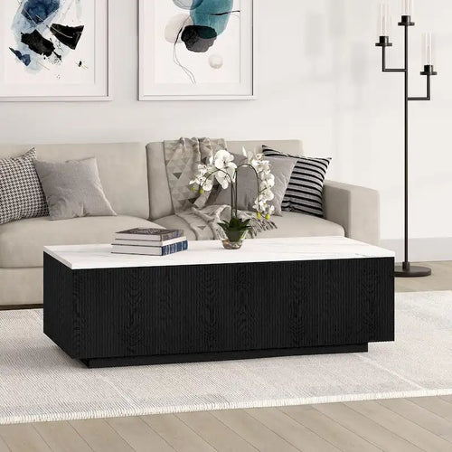 48" Rectangular Coffee Table with Faux Marble Top