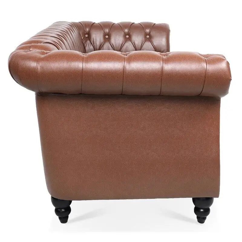 84.65" PU Rolled Arm 3 Seater Sofa