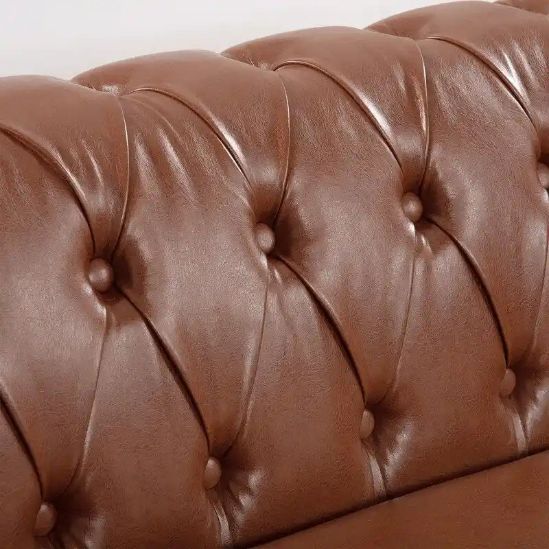 84.65" PU Rolled Arm 3 Seater Sofa