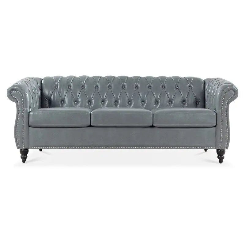 84.65" PU Rolled Arm 3 Seater Sofa