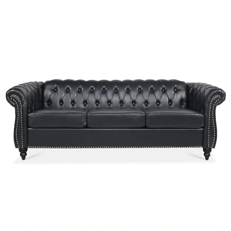 84.65" PU Rolled Arm 3 Seater Sofa