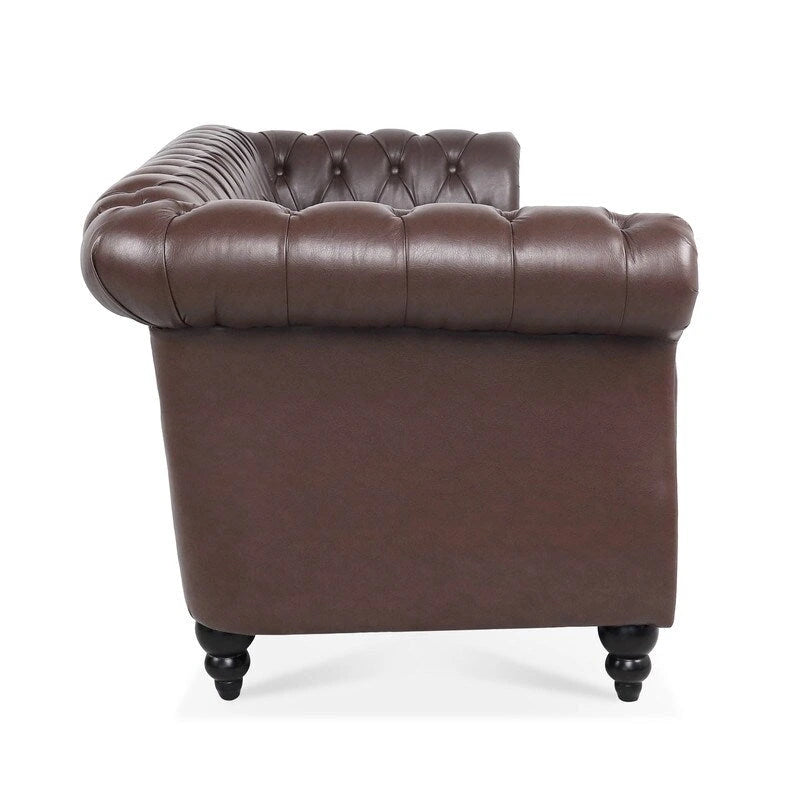 84.65" PU Rolled Arm 3 Seater Sofa