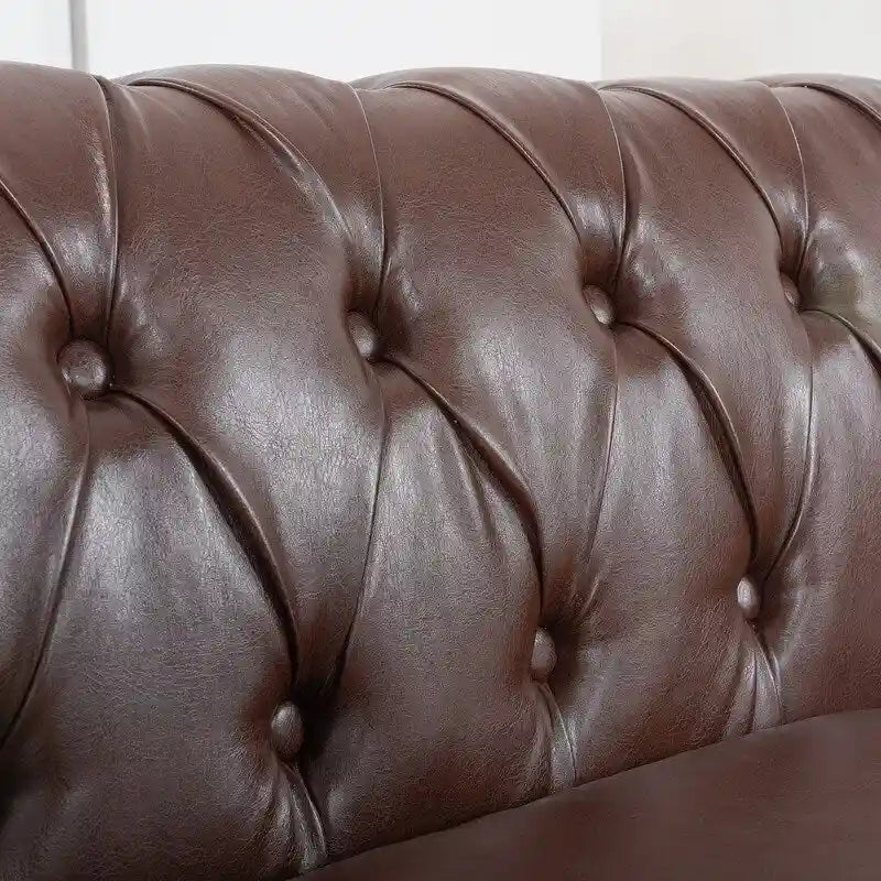 84.65" PU Rolled Arm 3 Seater Sofa