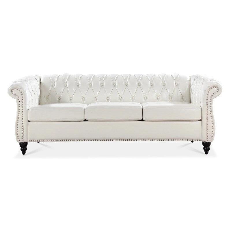 84.65" PU Rolled Arm 3 Seater Sofa