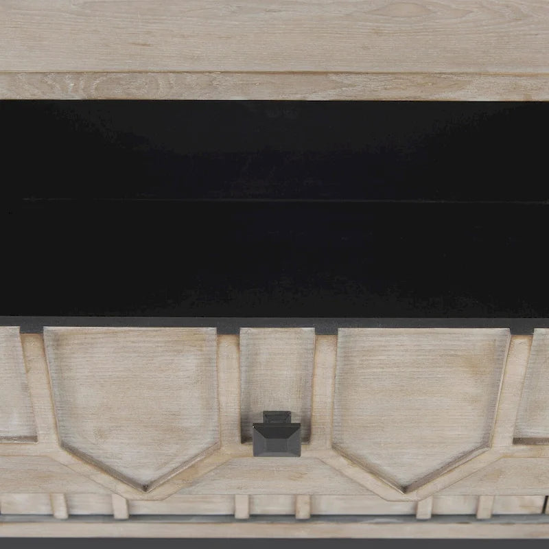 Gray Fir Veneer & Gold Metal Frame 9-Drawer Sideboard
