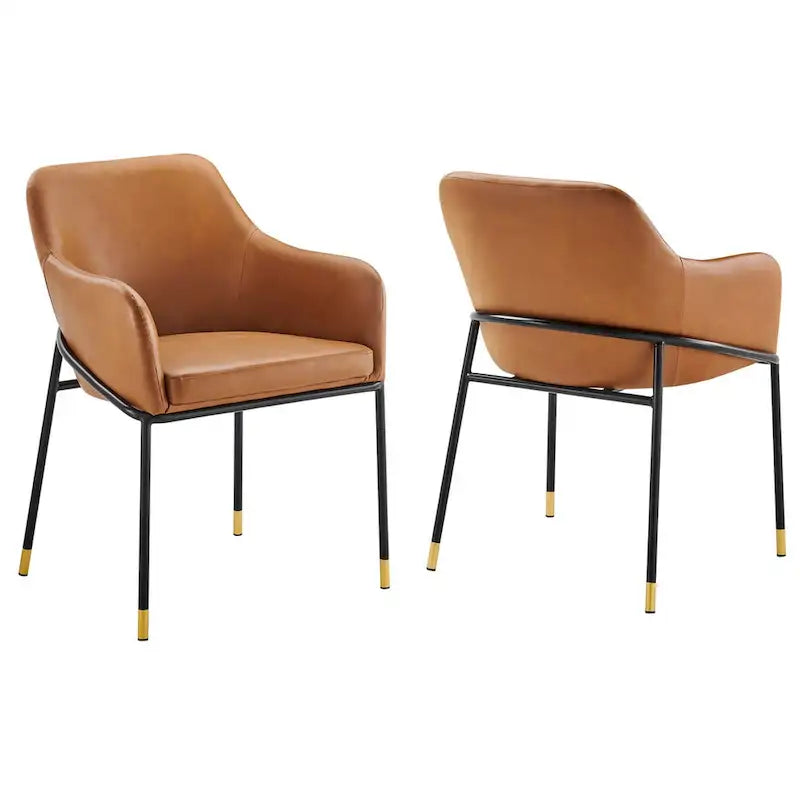 Vegan Leather Dining Armchair Set of 2