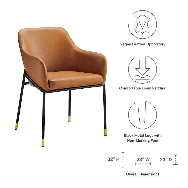 Vegan Leather Dining Armchair Set of 2