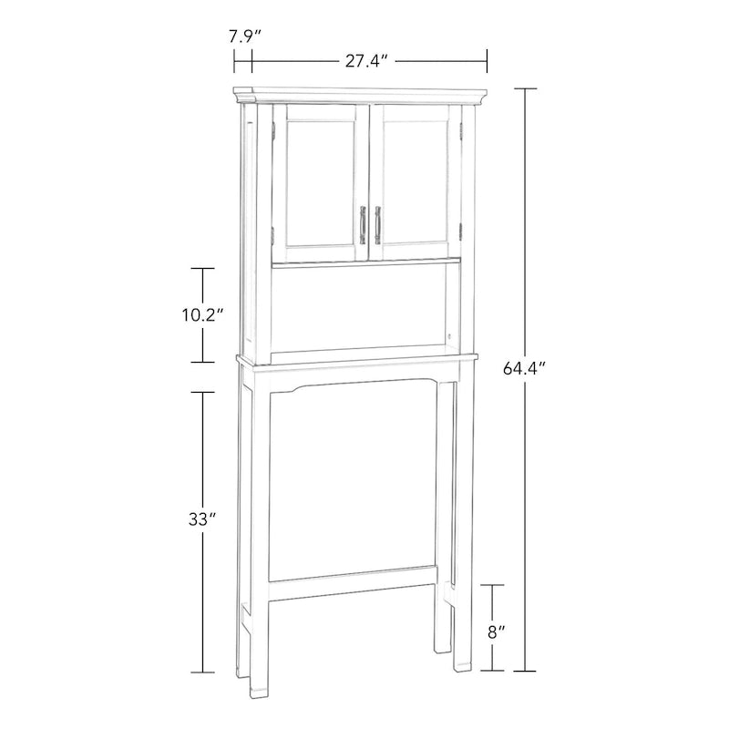 Over the Toilet Bathroom Spacesaver Storage Cabinet with Adjustable Shelf - Gray